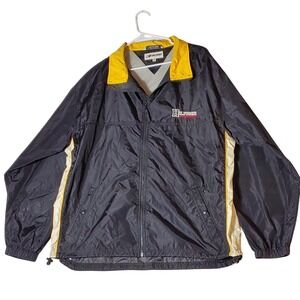 Tommy Hilfiger Athletics vintage Windbreaker Jacket Mens XL Black Yellow Zip Up